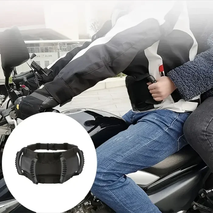 Motorcycle Passenger Safety Grab Belt – Secure Dual Grip for Kids & Adults